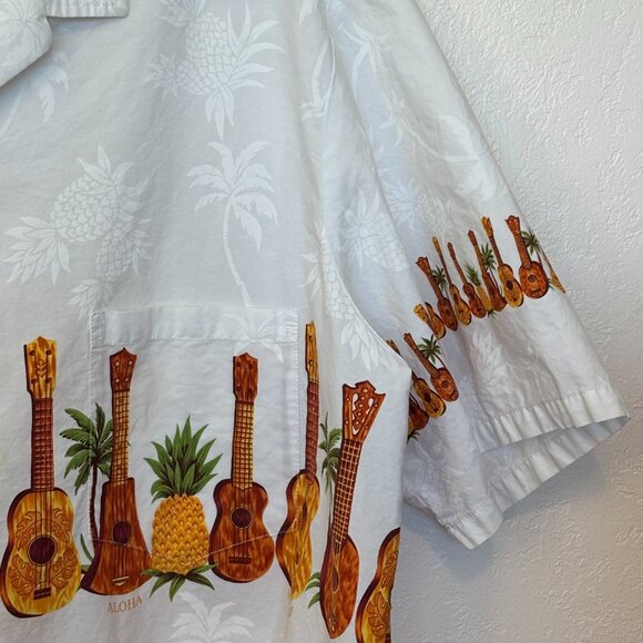 Royal Creations mens Hawaiian shirt SZ 3XL - guitars pineapples palm trees - Picture 2 of 7